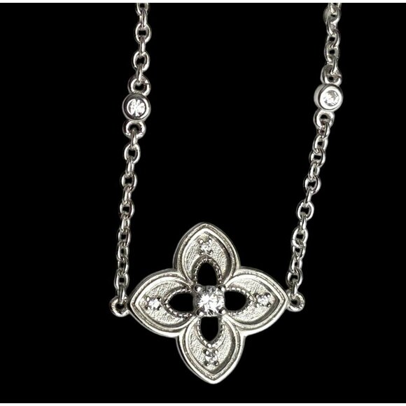 New Tocara Sterling Silver DiAmi Crystal Flower Pendant Bracelet Clover Floral - Picture 4 of 12